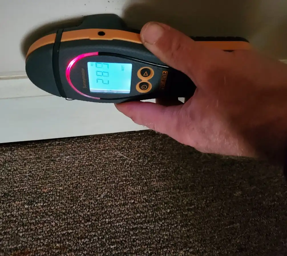 Moisture detection at baseboard during Burst Pipe Cleanup in Spanish Springs
